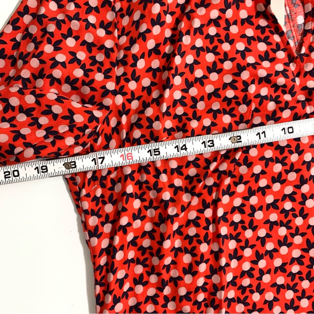 Boden Vanessa Dress Red 3/4 Sleeves Midi Length NWT Relaxed Fit Ditsy Sz 8 - Picture 8 of 16